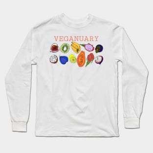 VEGANUARY, fruit rainbow funny quotes Long Sleeve T-Shirt